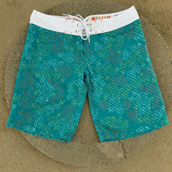 REEF WOMEN'S TURQUOISE BERMUDA BOARD SHORTS SIZE 3 JUNIOR - Picture 1 of 14